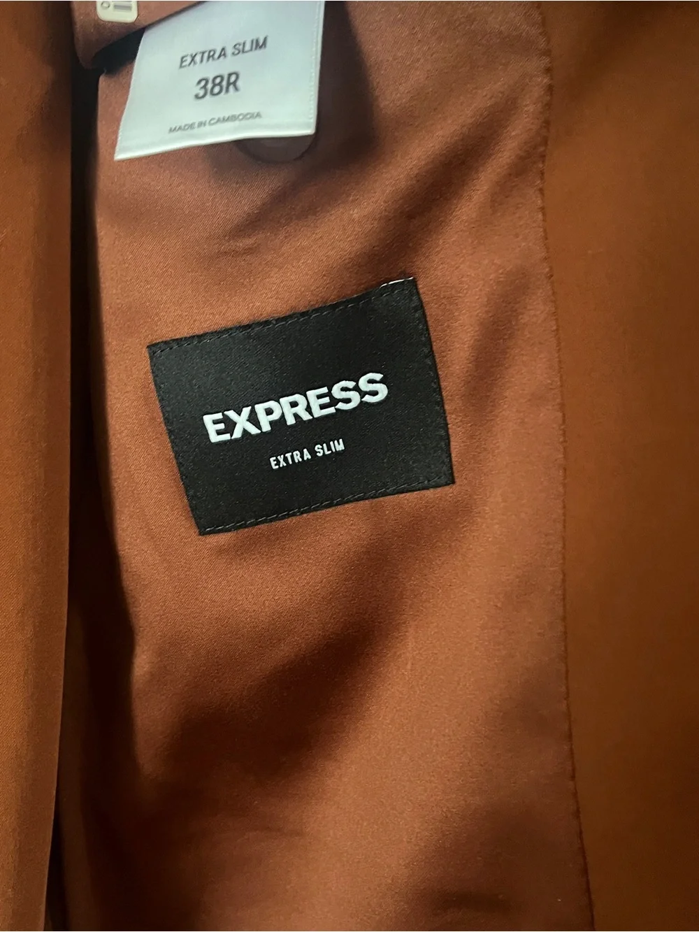 Express Men's Rust Orange Blazer - Two-Button Notch Lapel